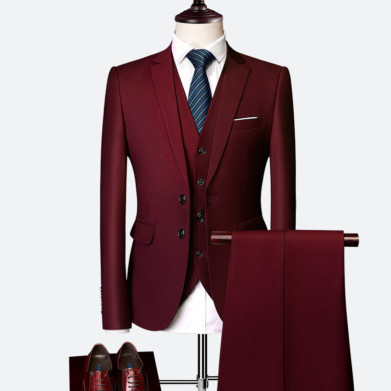 Business Mens Suits Regular Fit Notch Lapel Tuxedos Formal Prom Single Breasted