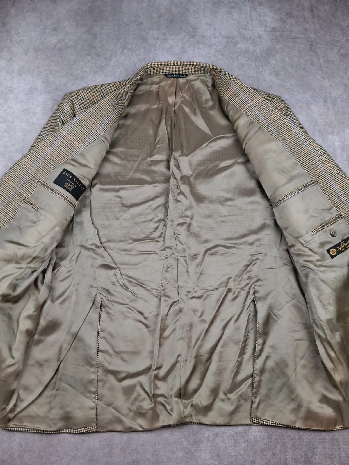 Jack Victor Loro Piana 100% Cashmere Sport Coat 46R Gun Club Check Blazer Canada