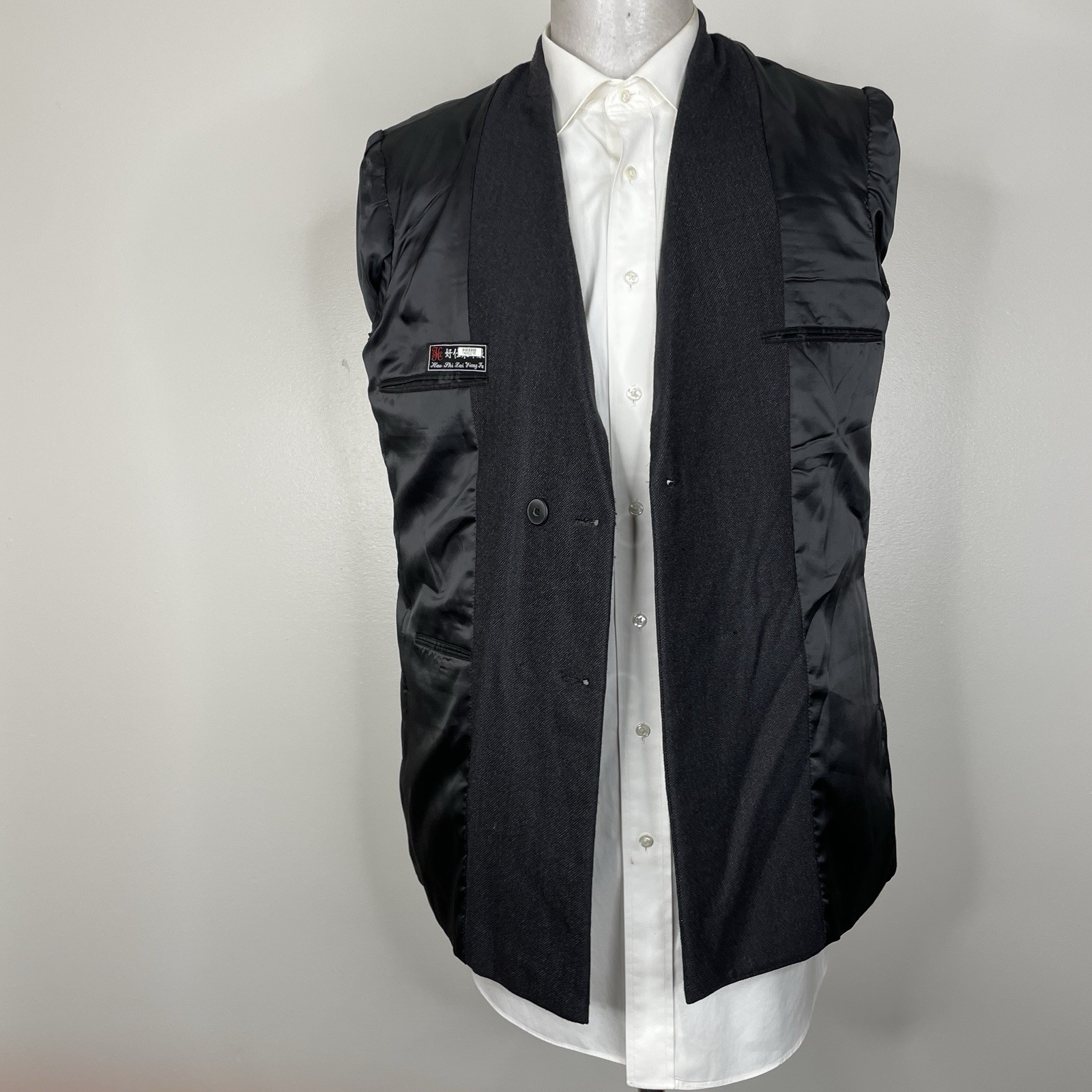 Hao Shi Lai Yiang Tu Sport Coat Mens 38R Gray Double Breasted Peak Four Buttons
