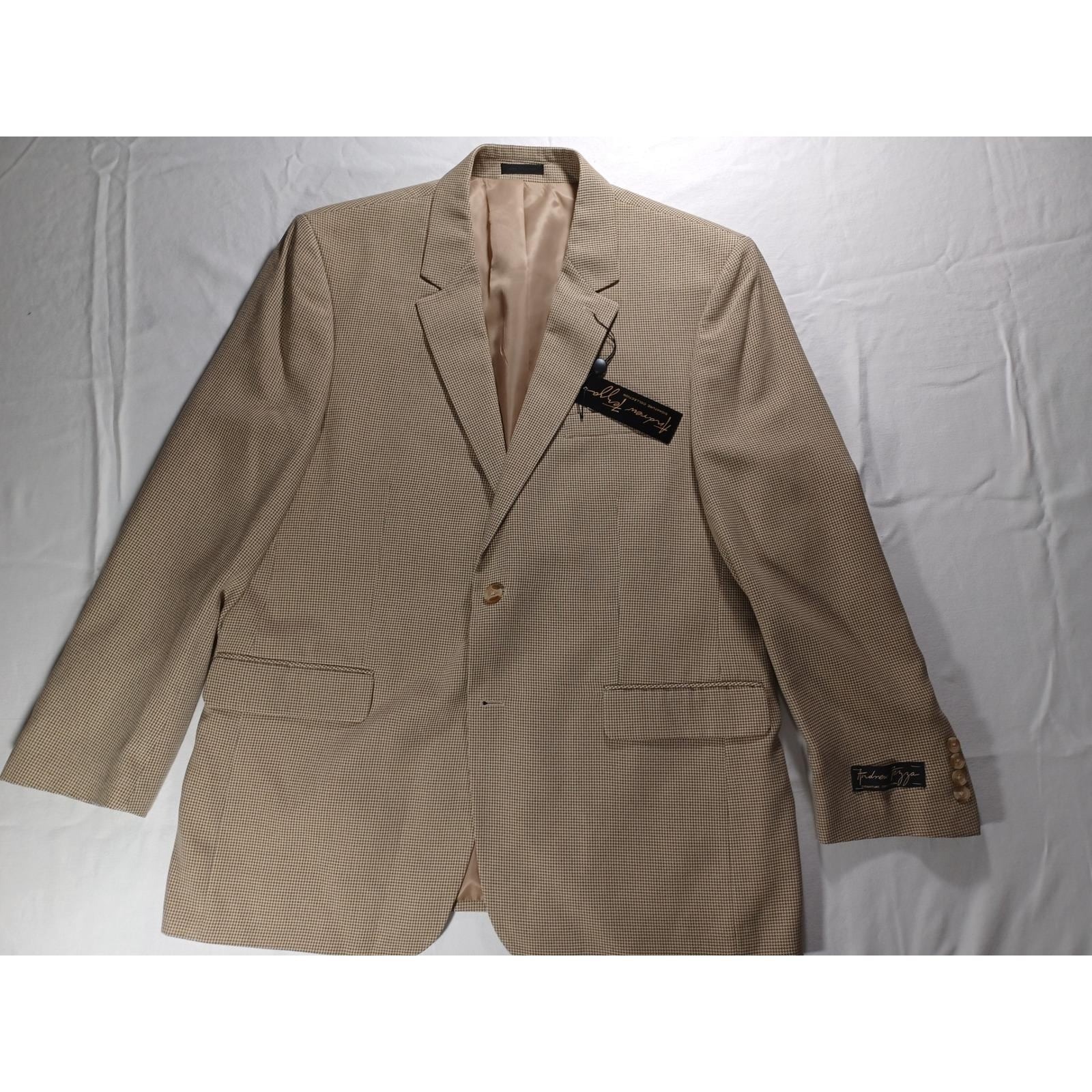 Andrew Signature Collection Men’s Beige Houndstooth Blazer Sport Coat 46RE New