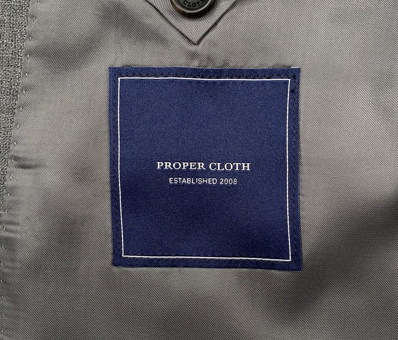 Mint! 40 R Proper Cloth X V.B.C. » 21 Micron » Merino Wool Solid Grey Suit