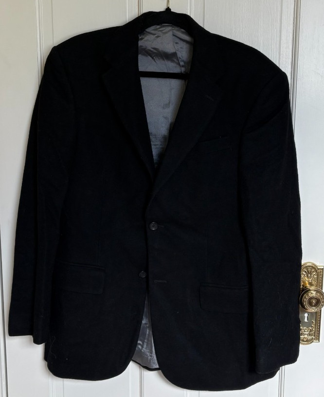 Oscar de la Renta Men’s Black Wool Cashmere Blazer Sport Coat 39R Made in Mexico