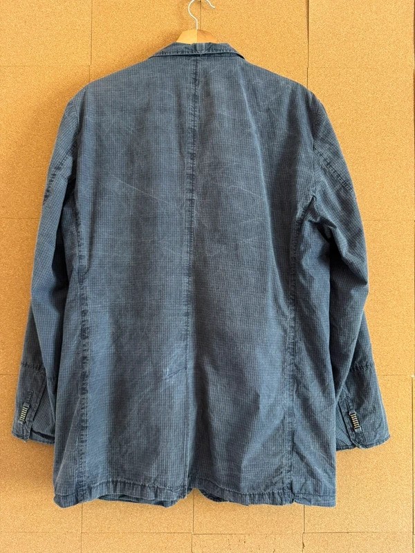 Hartwich Blazer Sports Chore Jacket 44 Navy Unstructured Unlined Check Canvas