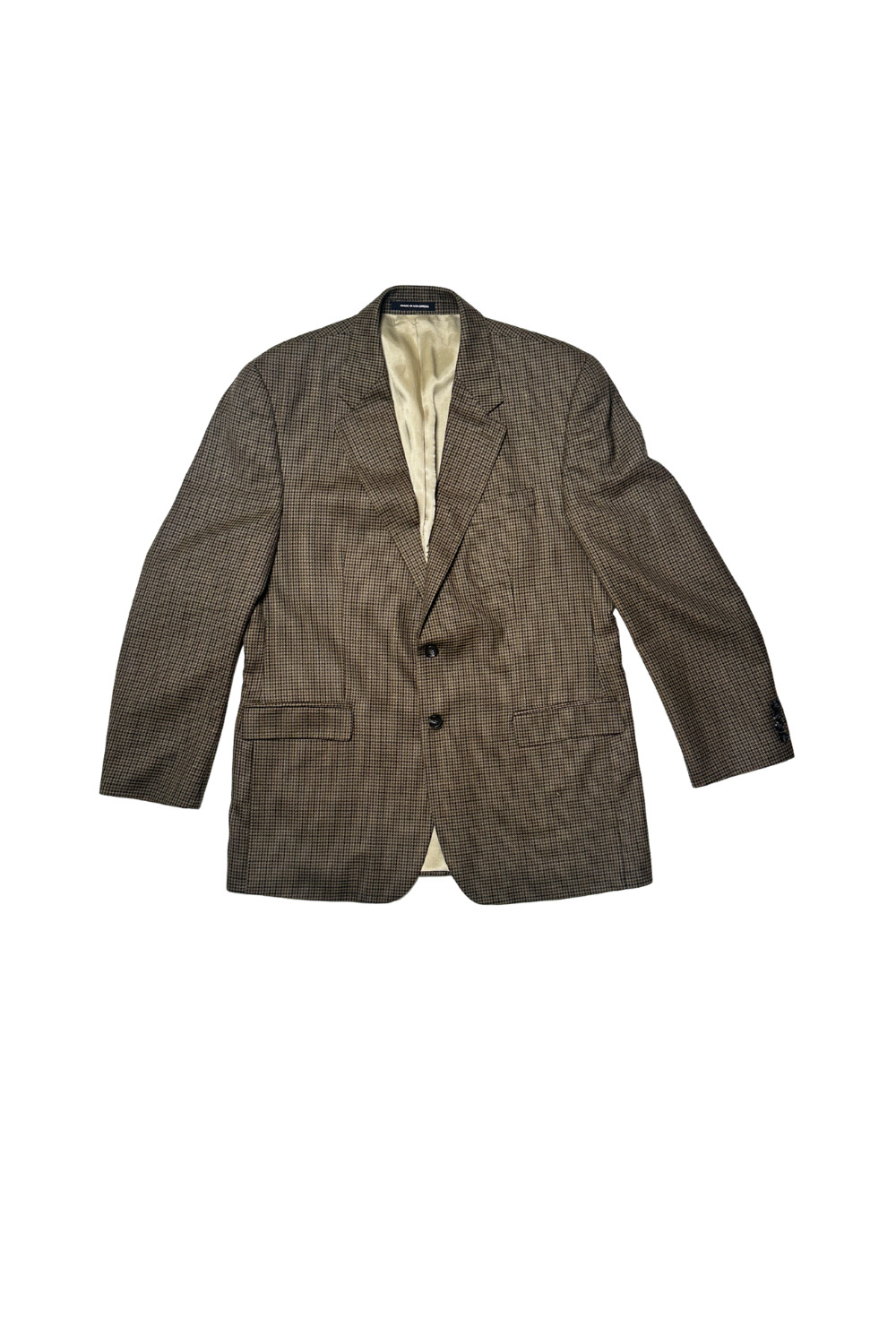 Lauren Ralph Lauren Blazer 46L Brown Houndstooth 100% Wool Made in Colombia Clas