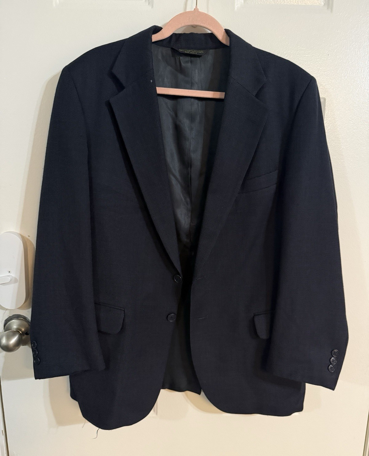 Vintage John Clarendon 100% Wool Blazer Sport Coat Men’s Navy Textured 2 Button