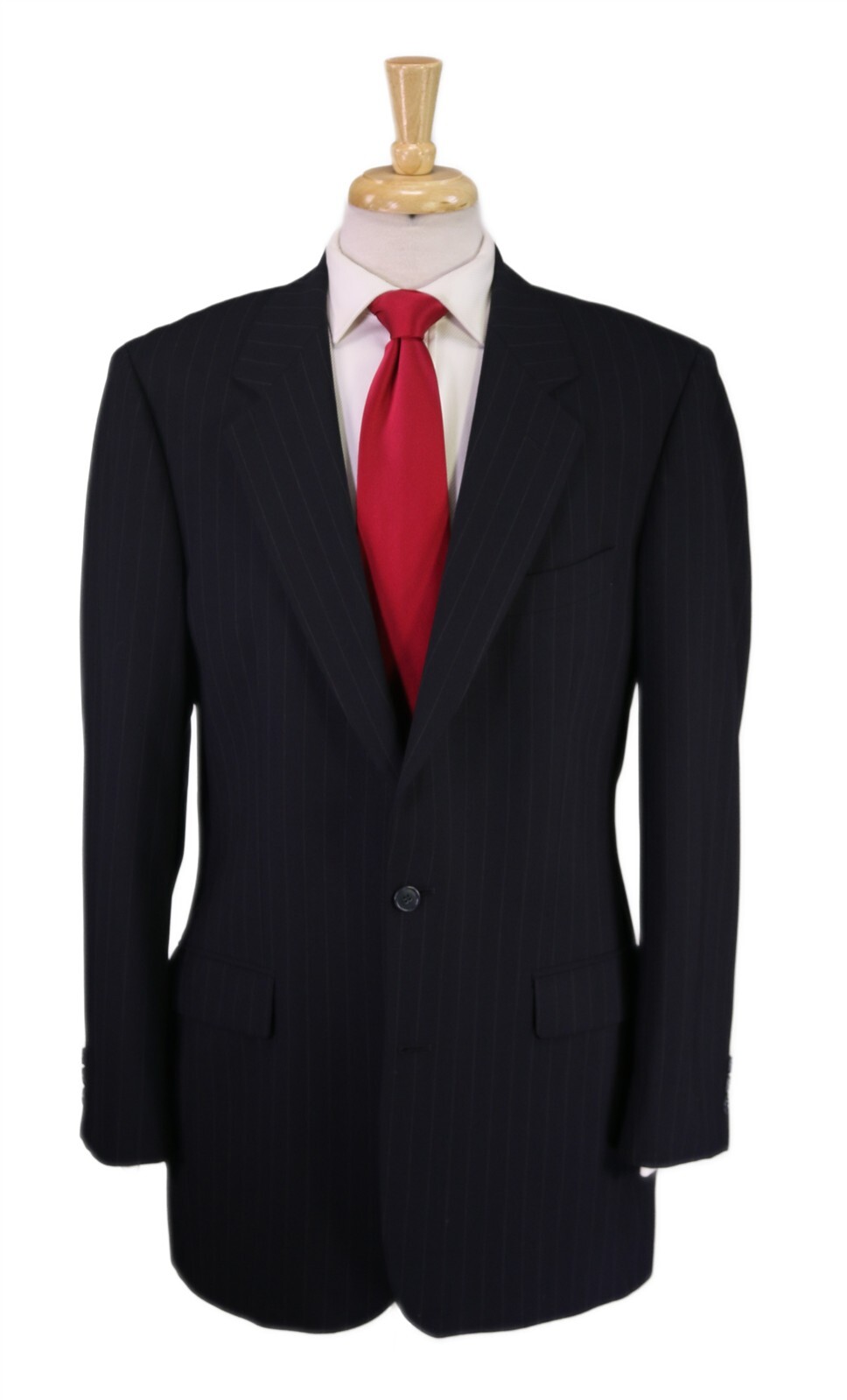 Brooks Brothers Navy Blue Chalkstripe Striped 2-Btn Wool Stretch Suit 41L 42L