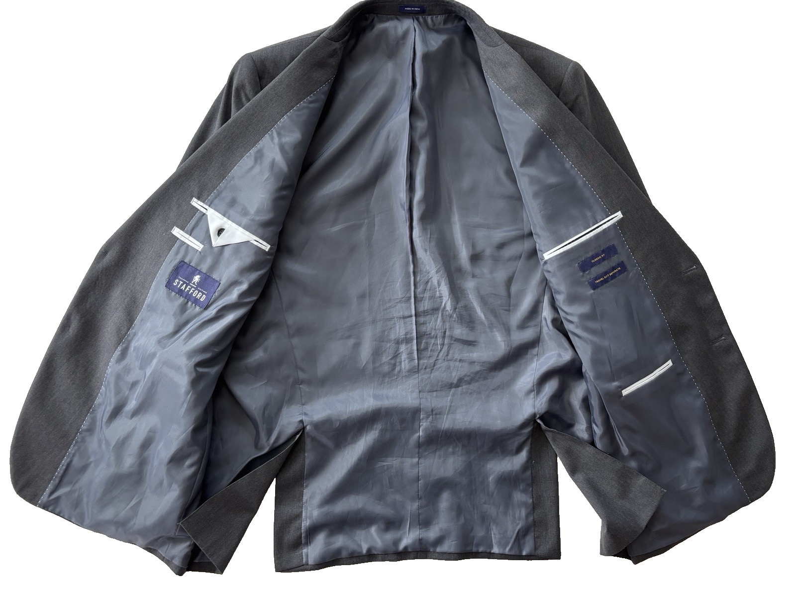 mens charcoal Stafford wool blend blazer jacket sport suit coat classic fit 48 L
