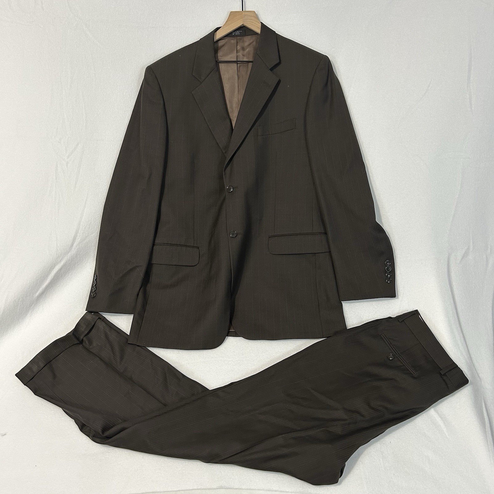 Jones New York Men’s Suit Size 42 L 34X31 Classic Brown 100% Wool RN47338