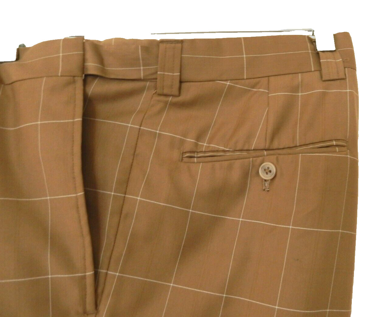 Stacy Adams Super 100’s Luxury Rayon Blend Suit-44L, dark tan windowpane