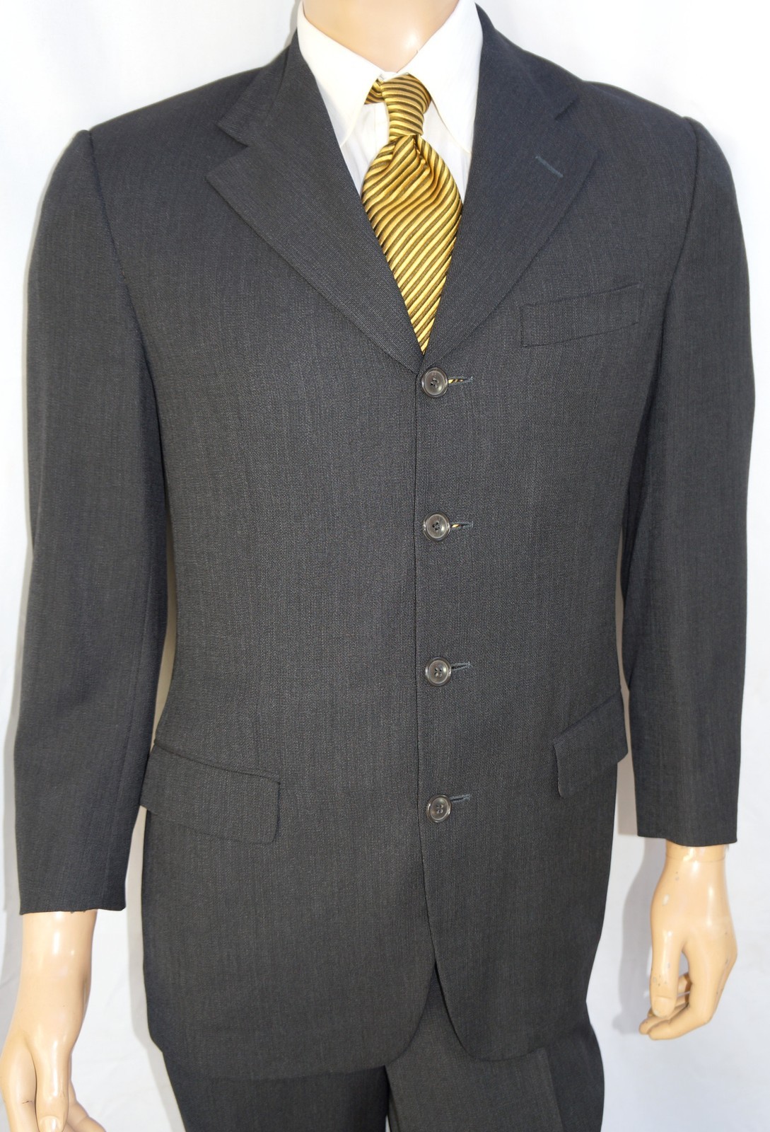 36R Valentino Boutique 2-Piece Suit Men 36 Charcoal High Performance Wool 29×29