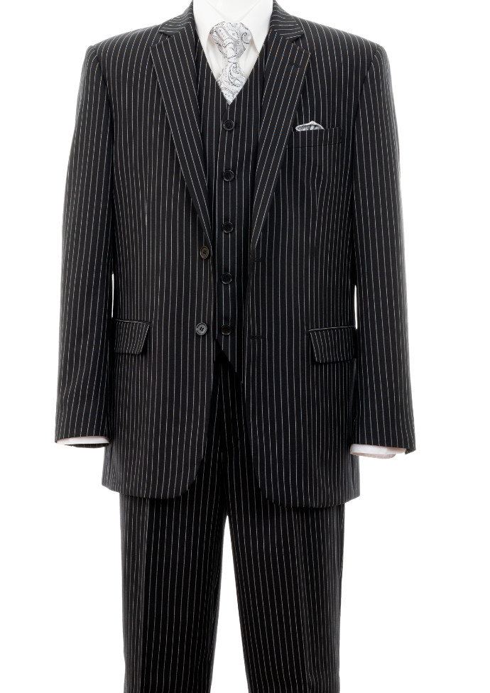 New Men’s 3 piece w/ Vest Classic Luxurious Wool Feel Suits 2-Button Pinstriped