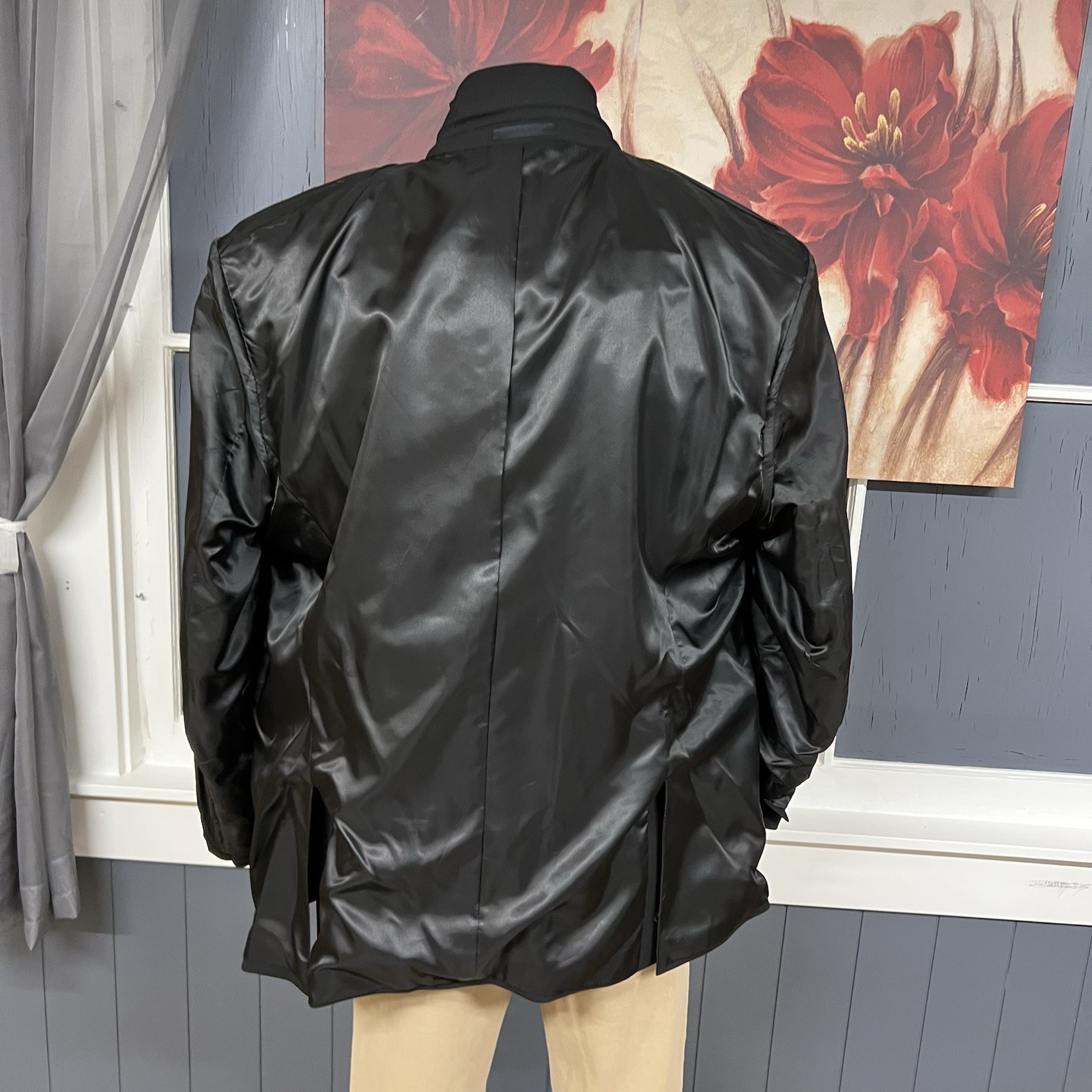 Tallia Blazer Sport Coat Mens 50R Classic Fit Polyester Blend Stretch Black