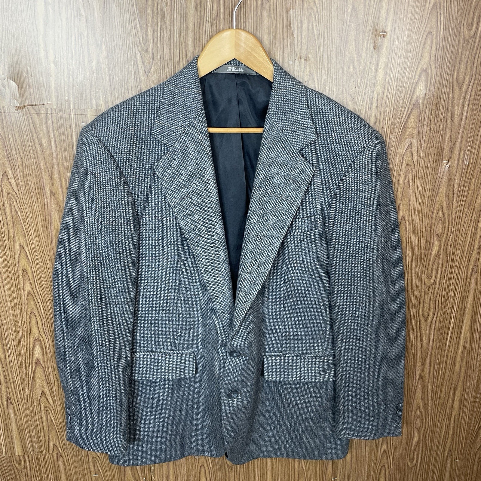 Haggar Sport Coat Mens 40S Blue Tawny Brown Purple Windowpane Wool USA Made