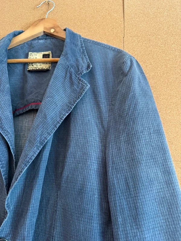 Hartwich Blazer Sports Chore Jacket 44 Navy Unstructured Unlined Check Canvas