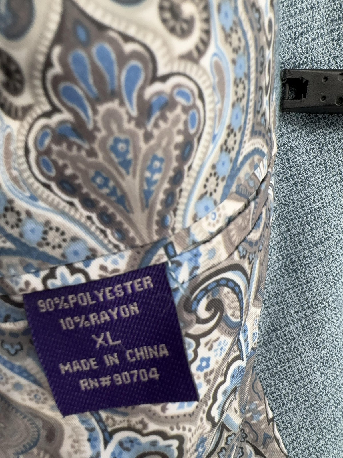 Alan Flusser Blazer Mens XL Blue Geometric Poly Rayon Sport Coat Jacket 2 Button