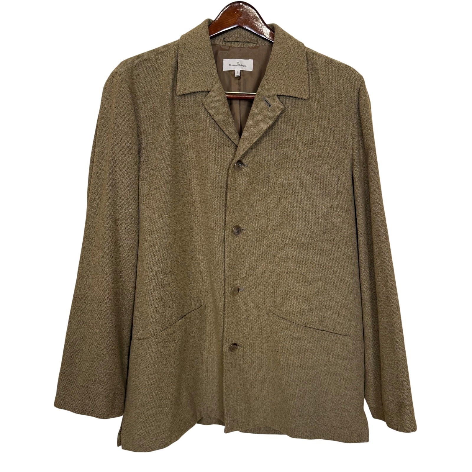 Ermenegildo Zegna Bouclé Textured Jacket Tan Lightweight Soft Blazer Italian 50