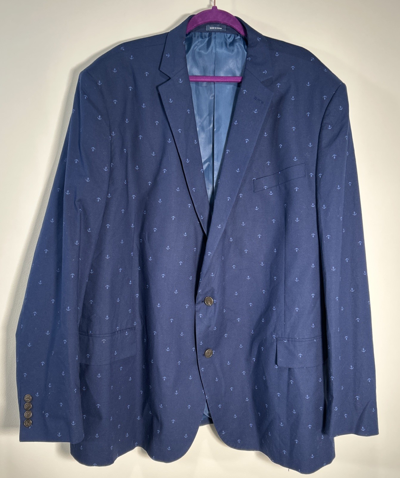 Stafford Blue Anchor Nautical Boat Mens Sz 56L Blazer Jacket Sport Coat