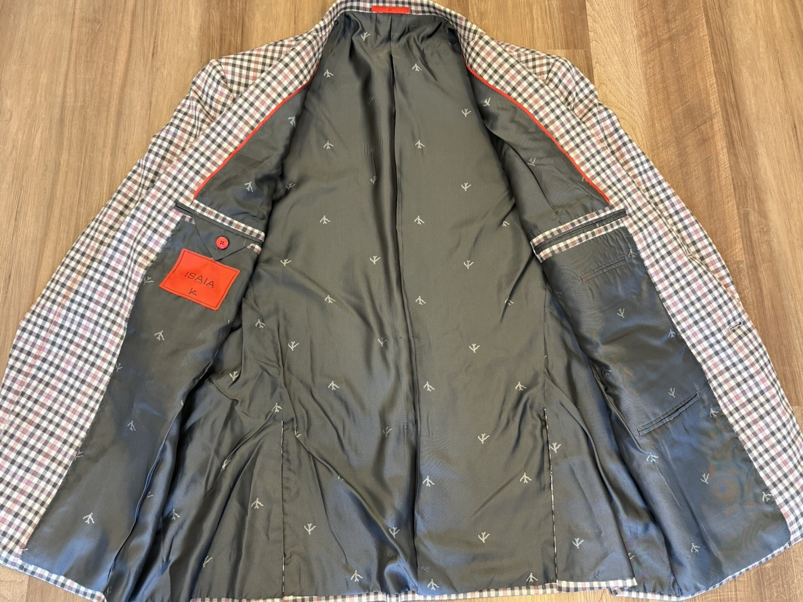 Isaia Napoli Sport Coat 54 EU 44R Check Plaid 100% 120’s Wool Italy Blazer