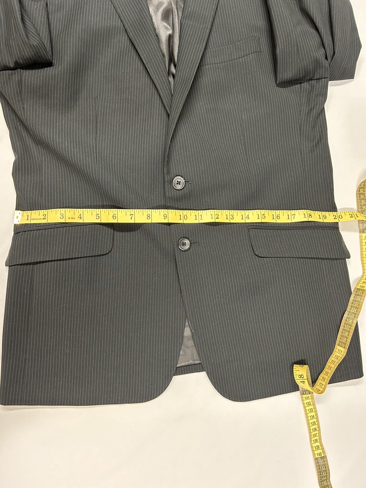 Kenneth Cole Mens Black Pinstripe Blazer Jacket Sport Coat 42R Formal Business