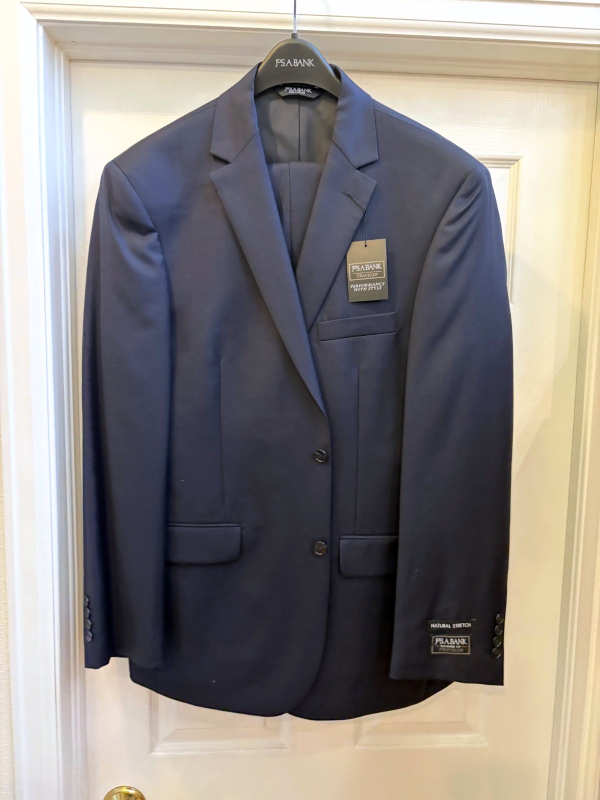 Jos A Bank Traveler Navy 100% Wool Suit Separates 43L Jacket 38W Pants NWT