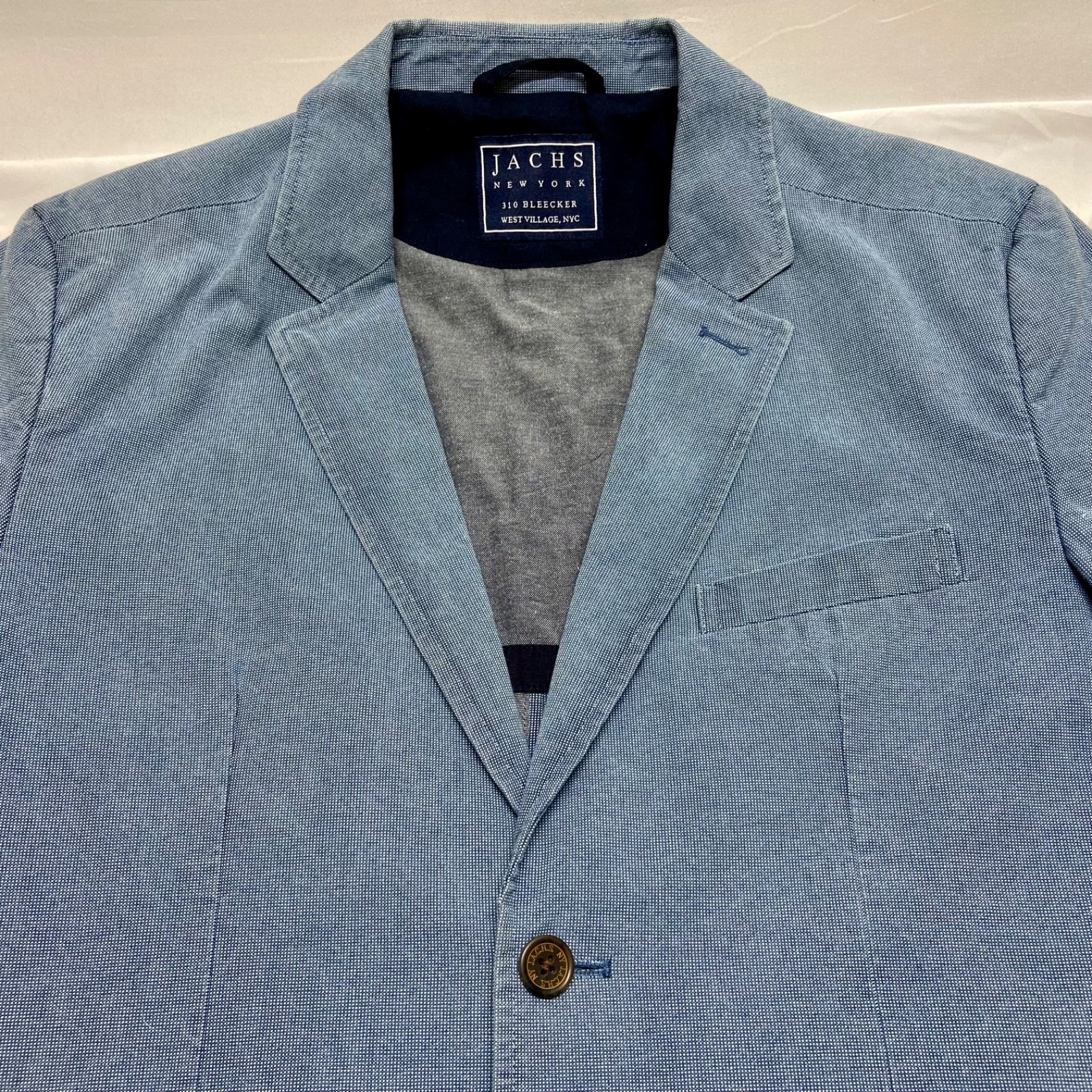Jach’s NY Sport Coat Men’s Med Blue Denim 2 Button Faux Pockets Blazer MSRP $295