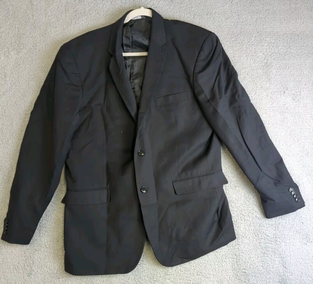 John Bartlett Sport Coat Mens 44R Black Polyester Classic Fit Claiborne Jordan