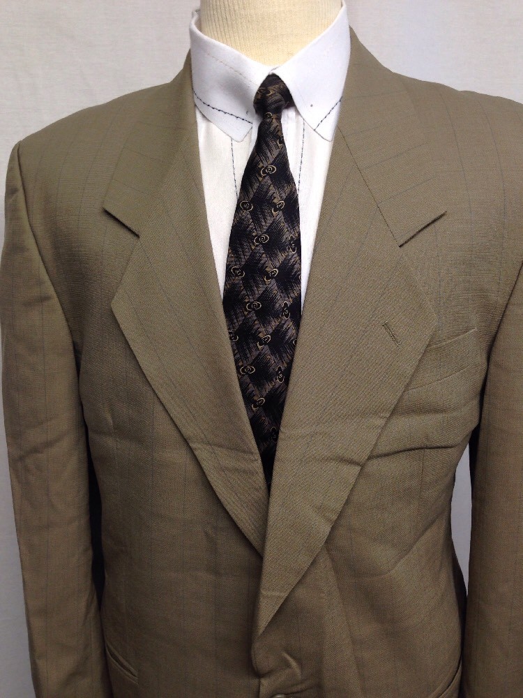 Men’s Brown Pinstriped Suit Jacket By Bagir International 2 piece suit Size 42L