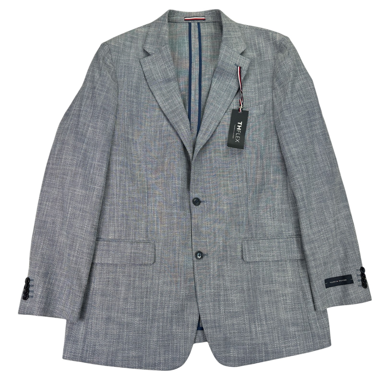 Tommy Hilfiger Mens TH Flex Gene Modern Fit Sport Coat Denim Blue 44L