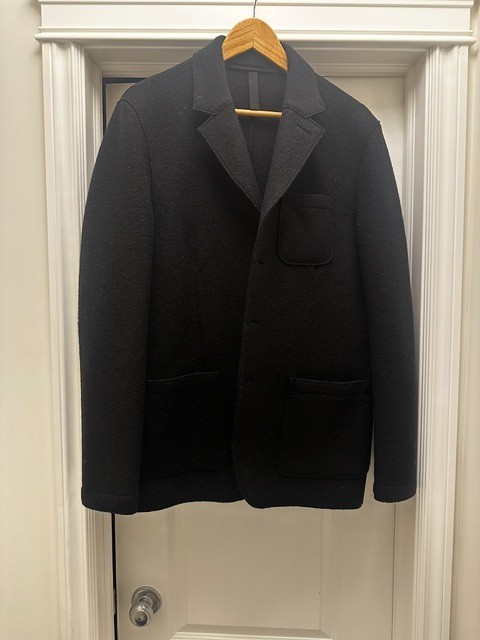 Harris Wharf London Black Bouclé Blazer Size 52 3 Button Wool NWT Unlined