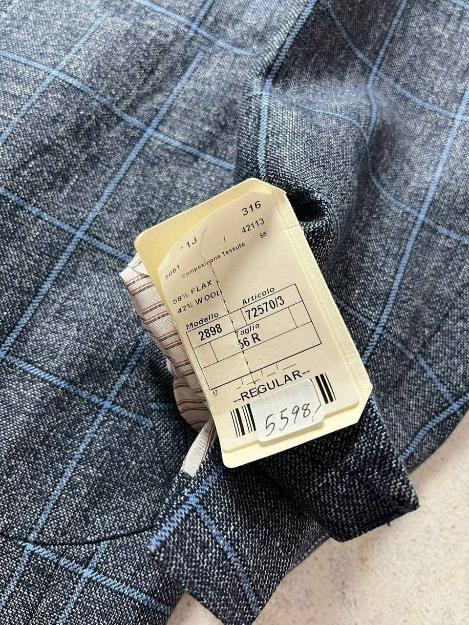 DDP LBM 1911 Tailored Blue Check Patch Pocket Wool Linen Sportcoat Blazer