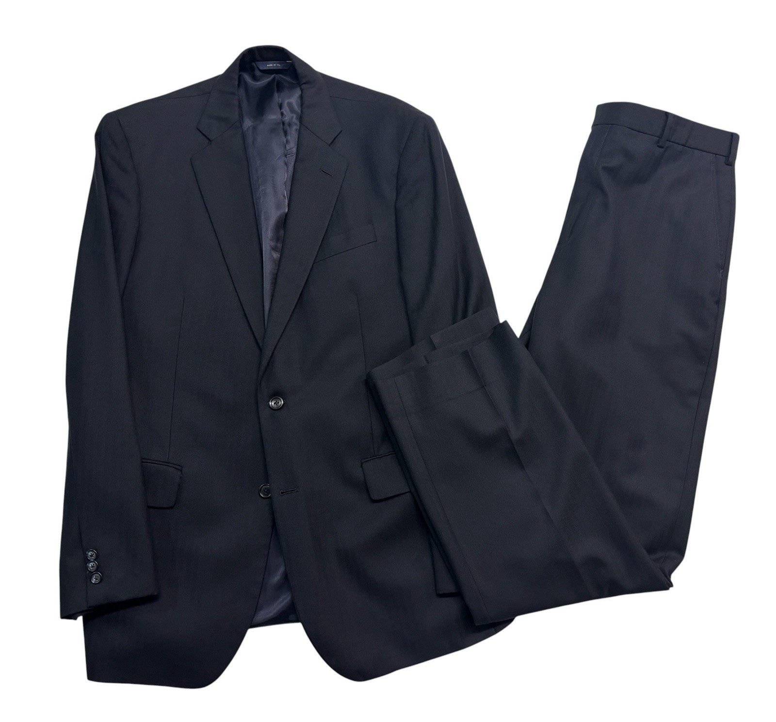 Brooks Brothers 40L 41L 35×32 Black Herringbone Pant Suit 1818 Madison Saxxon
