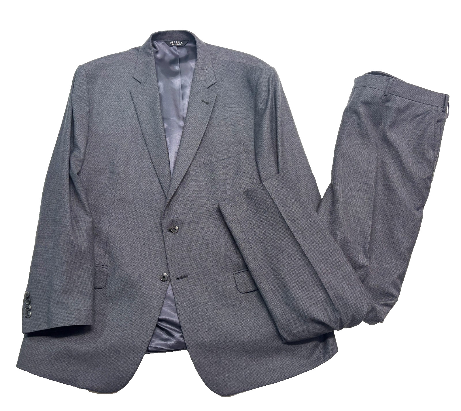 Jos A Bank 52L 42×32 Gray Micro Check Pant Suit Lightweight Flannel Signature