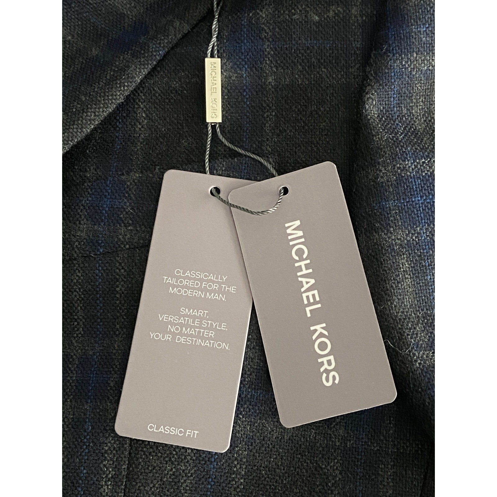Michael Kors Sport Coat Men’s 38 Short Classic Fit Wool Gray & Blue Check NWT