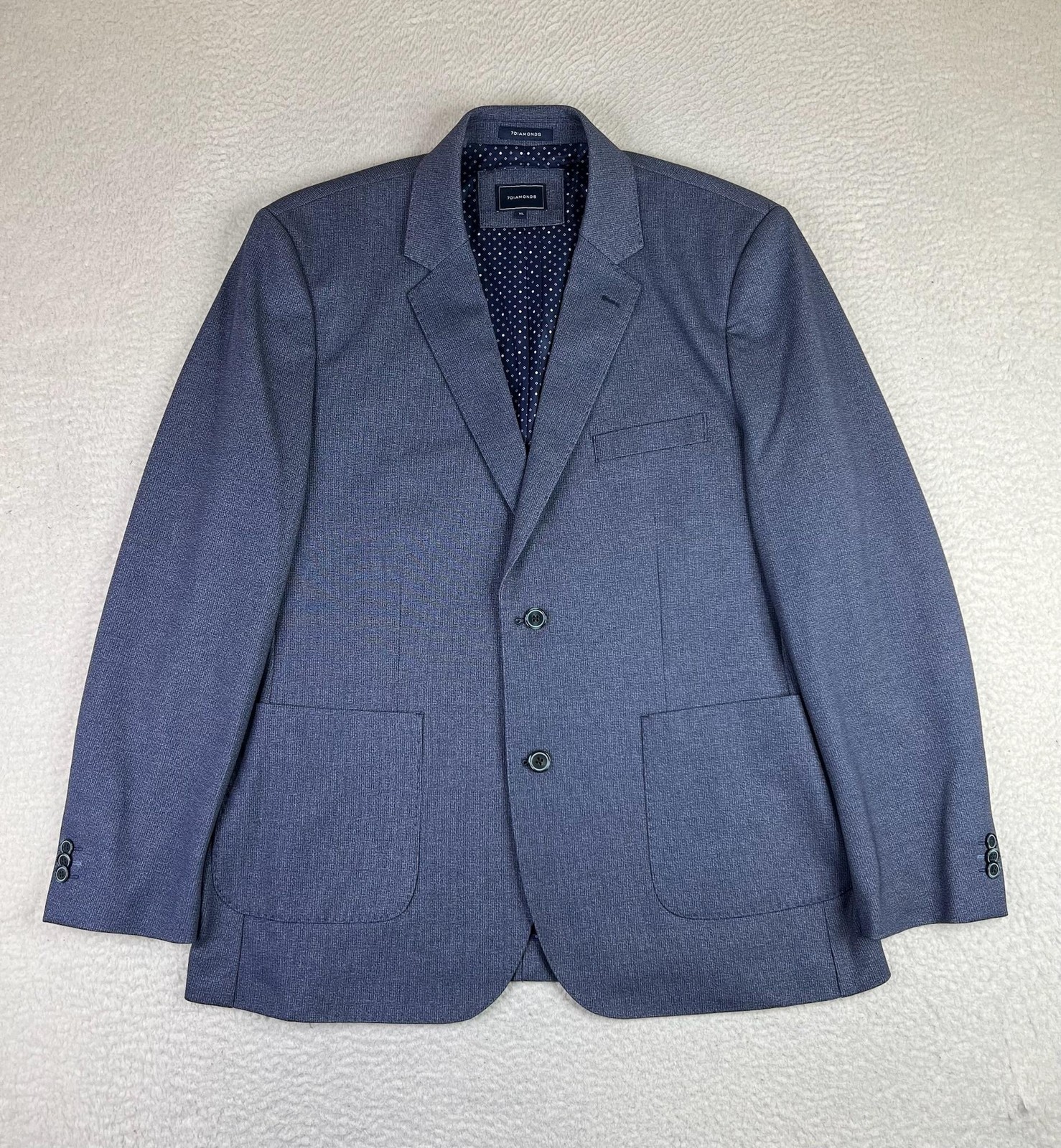 7 Diamonds Blazer Mens XL Blue Jersey Knit Stretch Sport Coat 2 Button Glenn