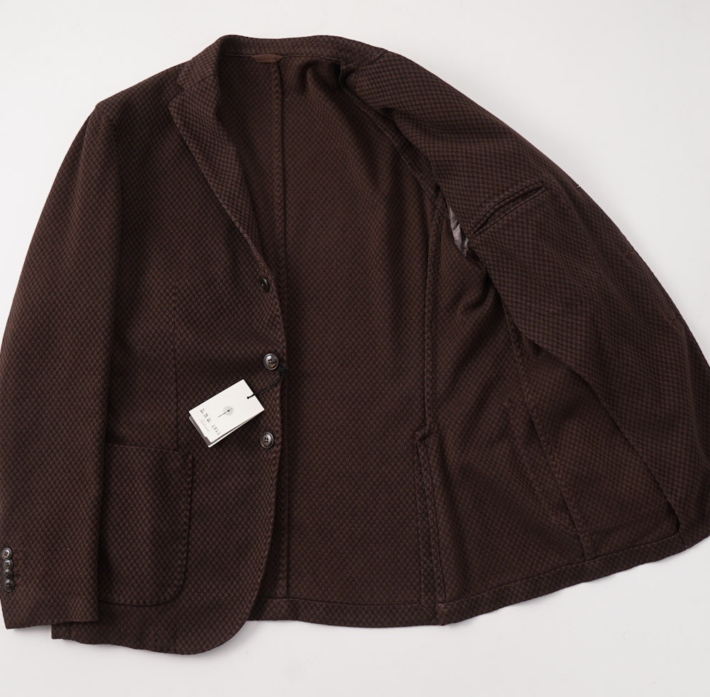NWT $895 L.B.M. 1911 Brown Woven Pattern Cotton Sport Coat Slim 44 R (Eu 54)