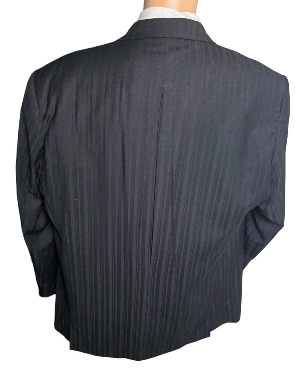 Mario Rossi Black Pinstripe 2 Piece Suit 4 Button Men 52L 44×32 Sharp Old Money