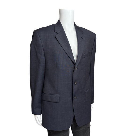 Ralph Lauren Men’s Charcoal Plaid Wool Blazer Suit Jacket Size 42R