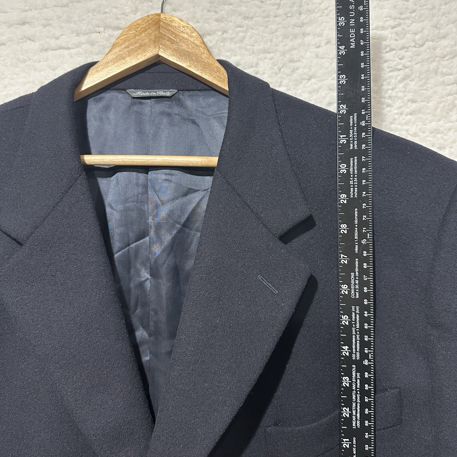 Via Veneto Vintage Men’s Dark Navy Blue 90% Wool 10% Cashmere Blazer Jacket