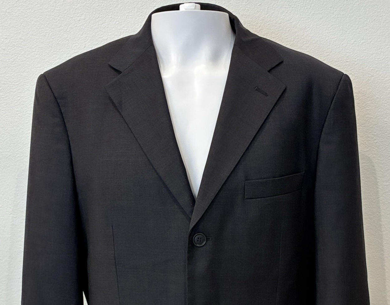 Santorelli Linea Blu Blazer 100% Super 140s ExtraFine Merino Wool Men 42R Black