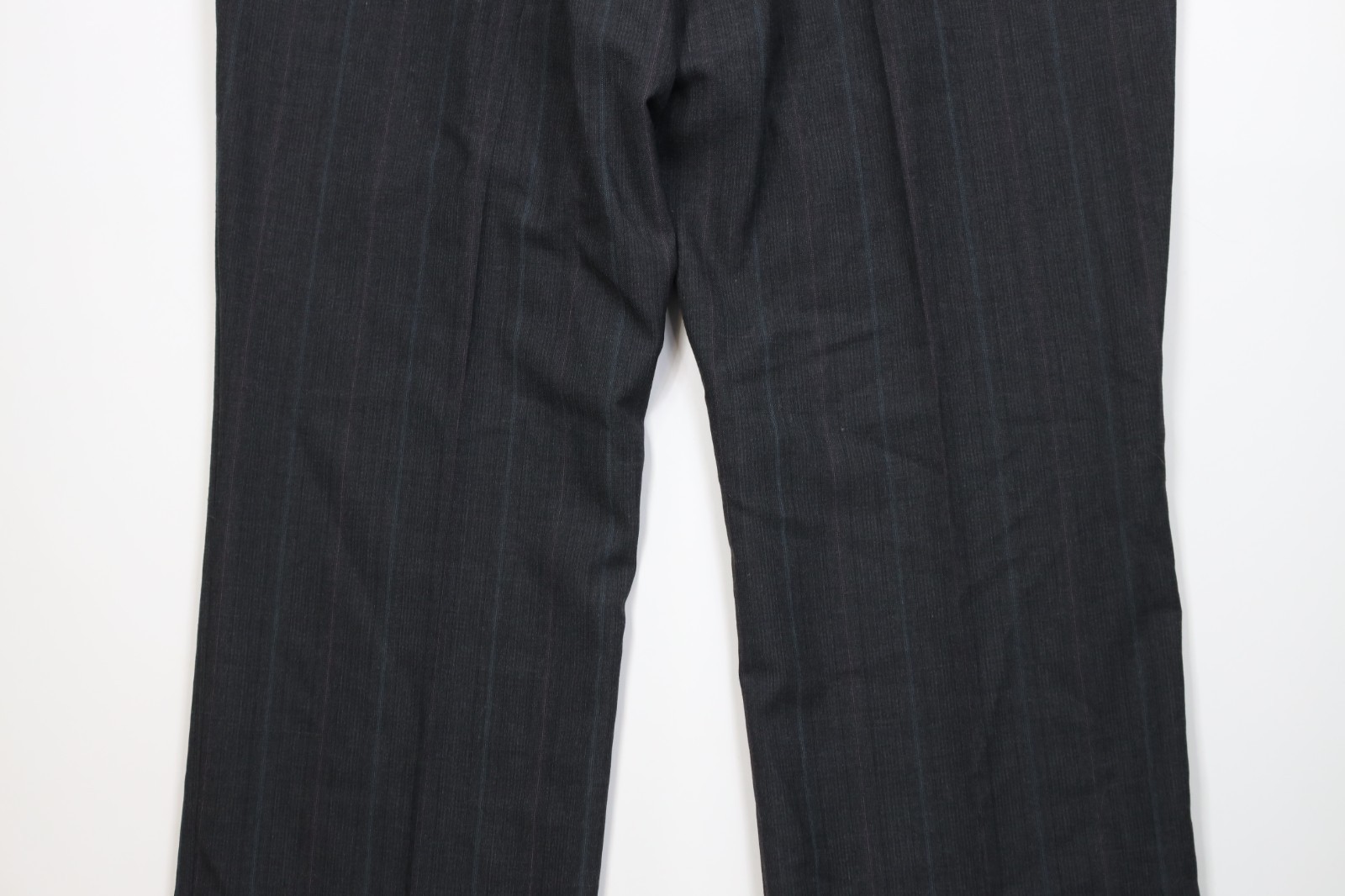 Vtg 90s Streetwear Mens 52L 2 Piece Wool Striped Suit Wide Leg Gray 44×32 USA