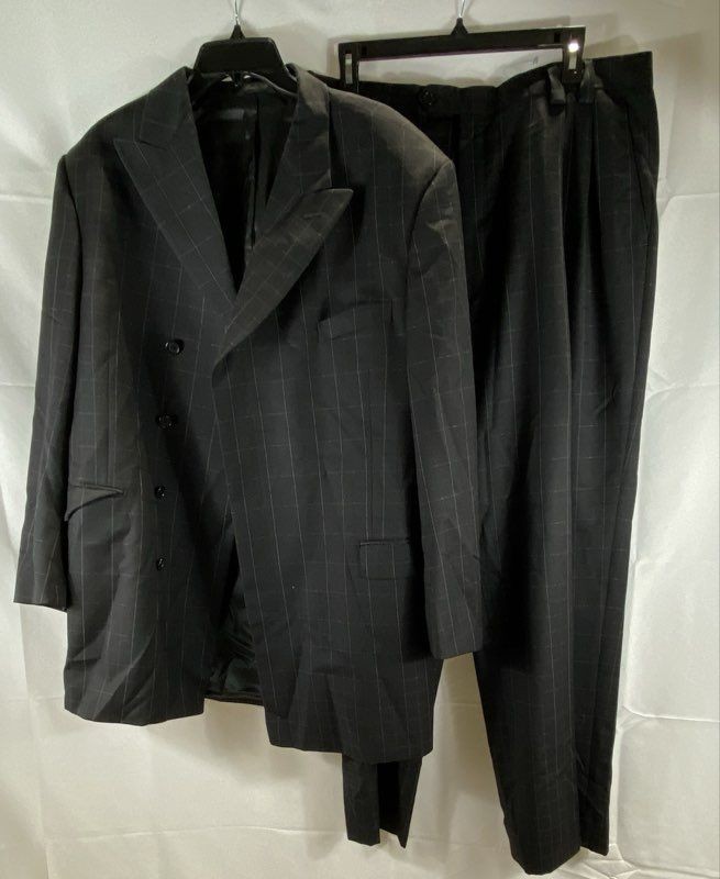 Sergio Valentino Men’s Black Windowpane Super 140s Wool 2 Piece Suit EU 54 44R