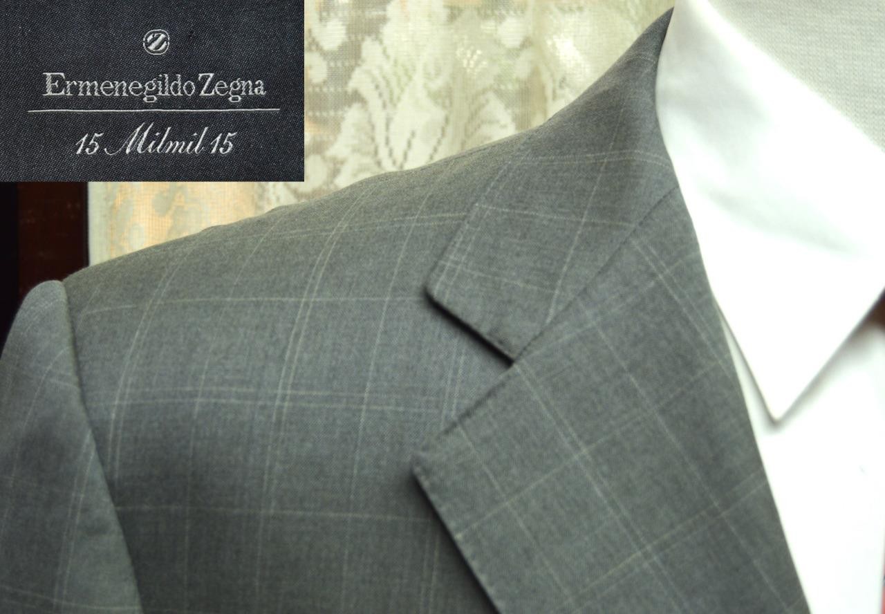 Italy Ermenegildo Zegna 44R 15 milmil 15 olive graph check 2vent sport coat g3j2