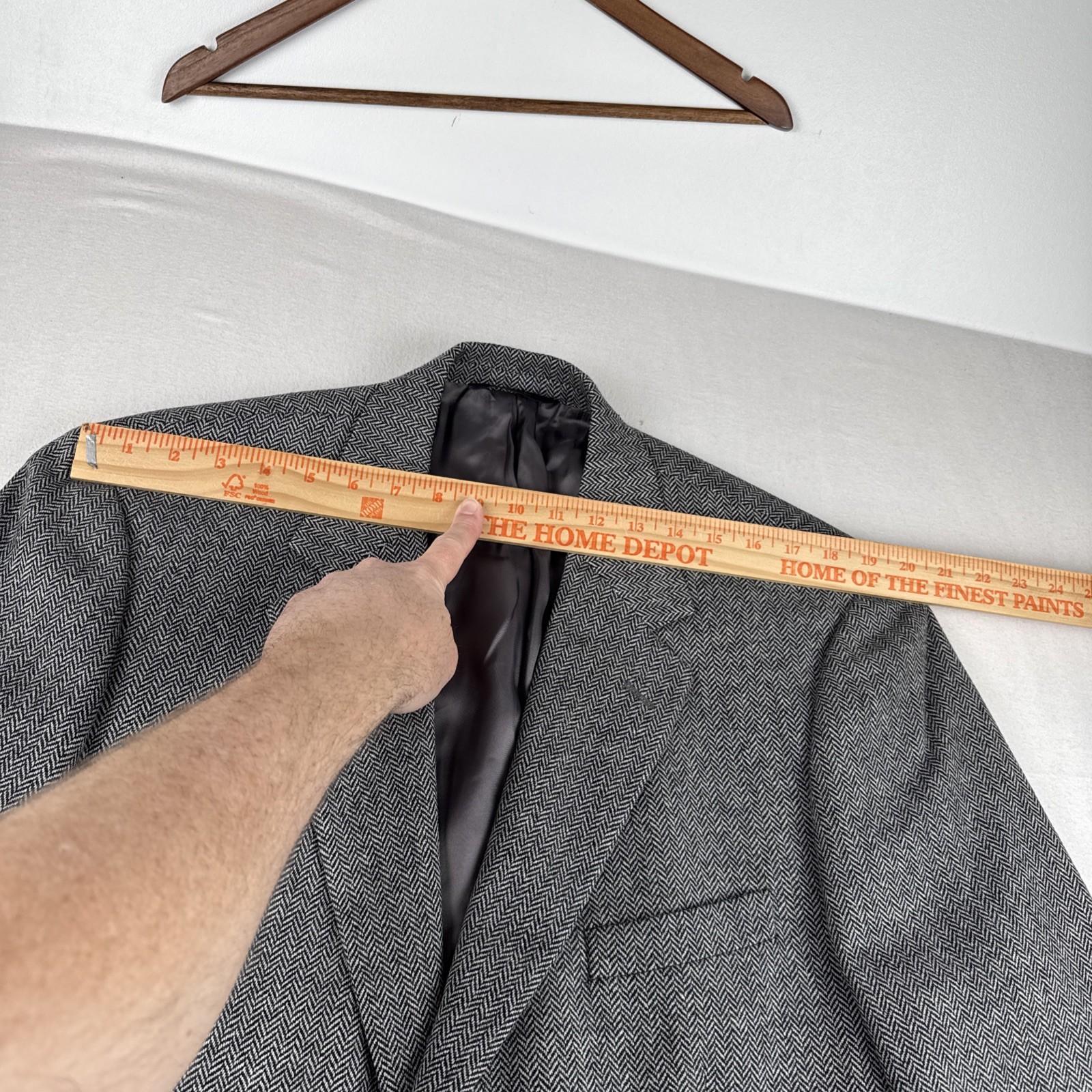 Brooks Brothers 100% Lambswool Gray Herringbone VTG Sport Coat 45R Made in Italy