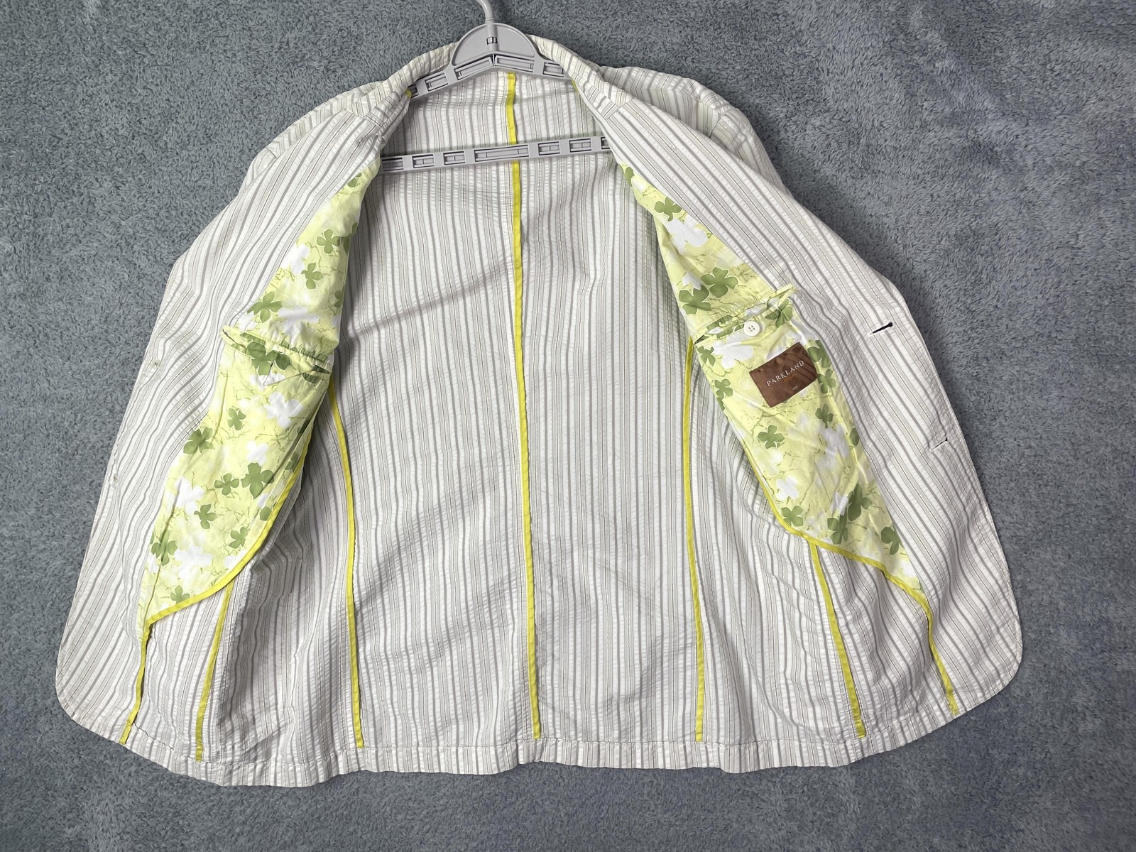 Seersucker Blazer Mens Large White Striped Cotton Unlined Lightweight Summer