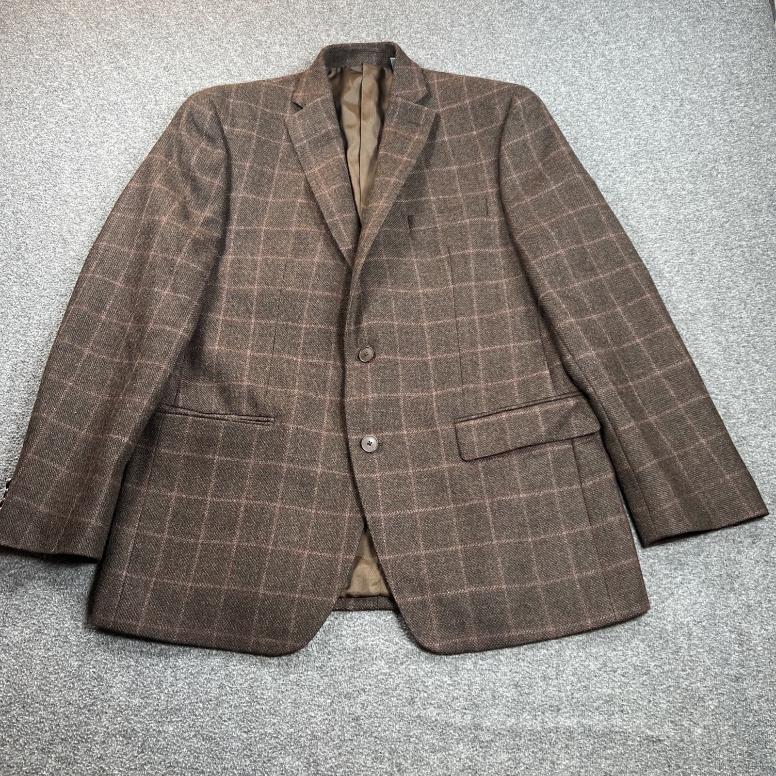 Michael Kors 42L Brown Check American Wool Mens Blazer Suit Jacket Sport Coat