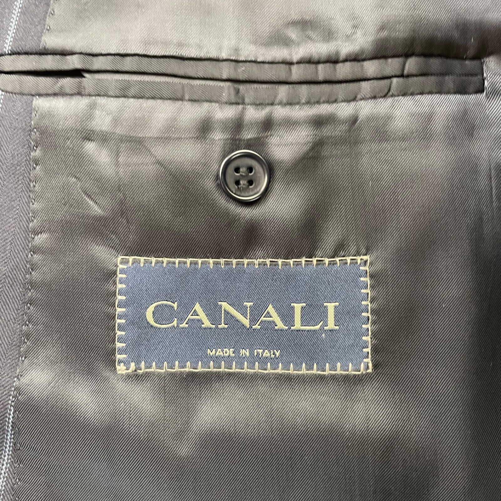 Canali Men’s 100% Wool Double Breasted Suit Navy Stripe • Italy • 42R US | 32×30