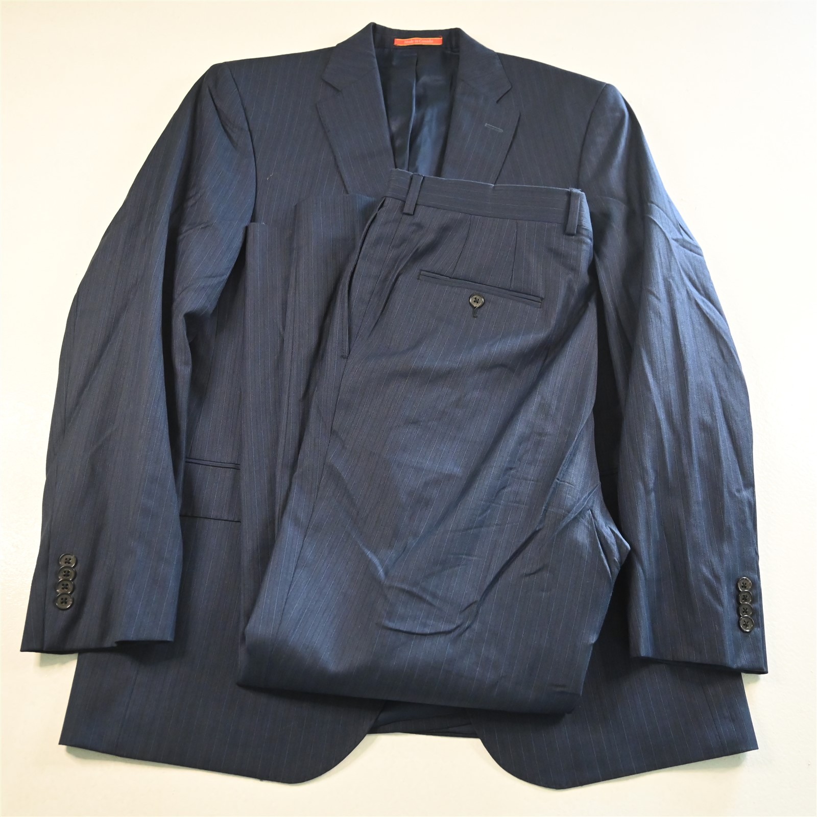 Daniel Cremieux 41L 36×32 Blue Striped Loro Piana Wool Mens Jacket Pants Suit