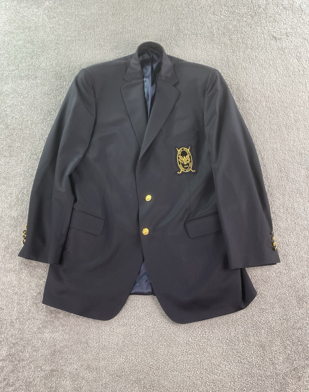 Vintage Corbin Blazer 42 L Navy Wool United States Seniors Golf ASSN Crest Logo