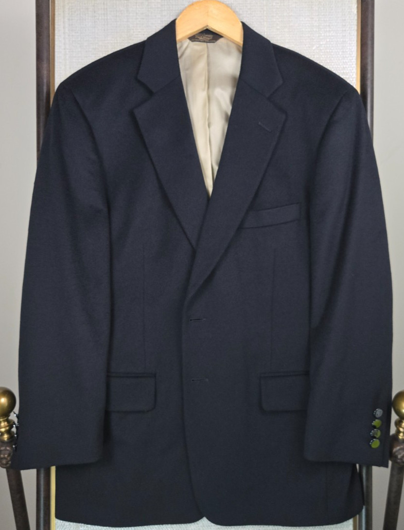 PAUL STUART VTG 100% Cashmere Mens Size 40 Short Black Notch Lapel Jacket Blazer