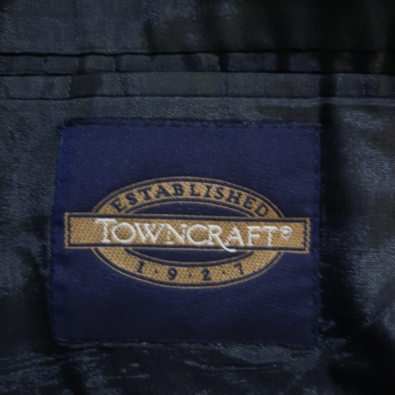 Towncraft Mens 43R 47″ Blazer Sport Coat Suit Jacket Navy Blue Striped 2 Button